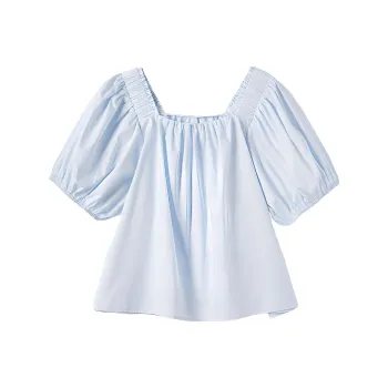DOKZB Puff Sleeve T Shirt Women's Blue
