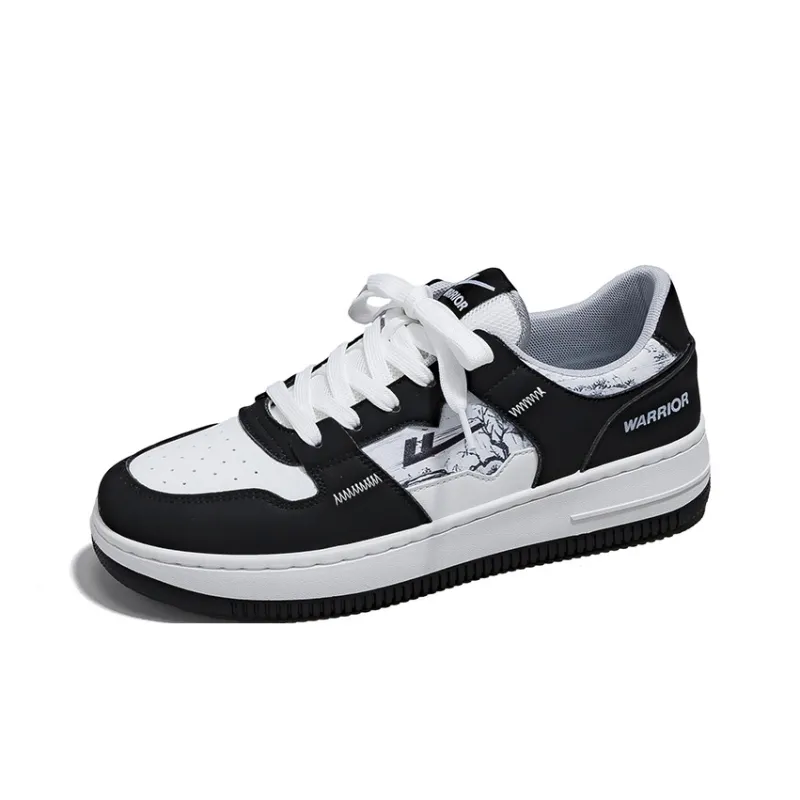 Warrior Low Top Skateboard Shoes Men's White Black Bamboo-1