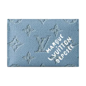 LOUIS VUITTON SLIM Monogram Heritage Coated Canvas Bag Card Holder Unisex Blue