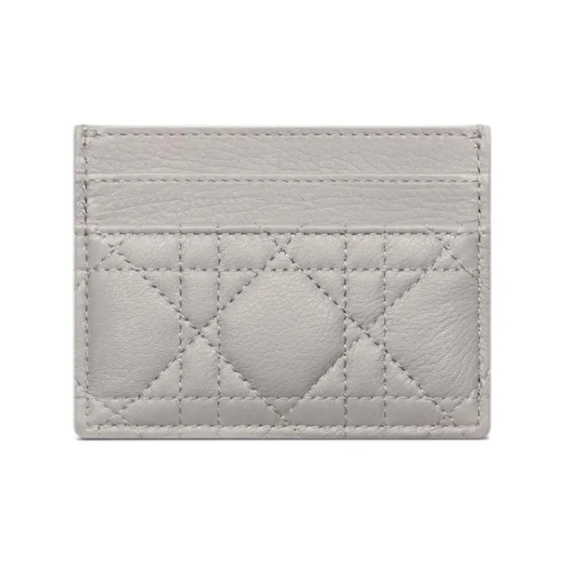 DIOR Caro Cow Leather Card Holder Card Holder Women's Gray-1
