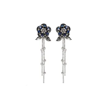 MIDNIGHT OPERA HOUSE White Gold Plated Copper White Gold Plated Copper Earrings Women's Blue Black