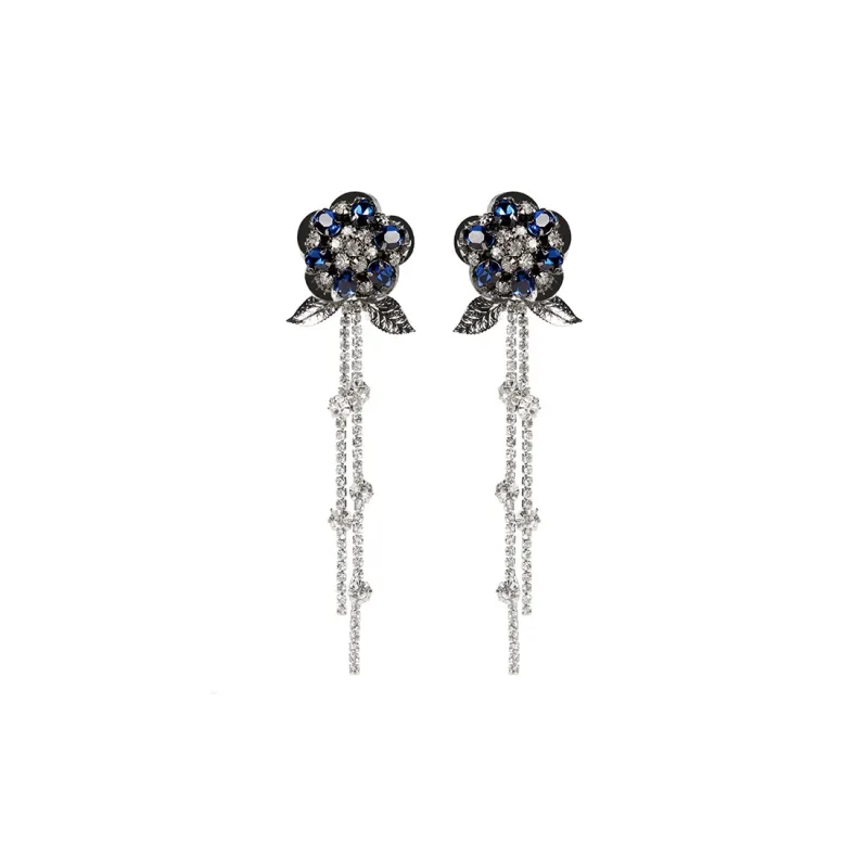 MIDNIGHT OPERA HOUSE White Gold Plated Copper White Gold Plated Copper Earrings Women's Blue Black-0