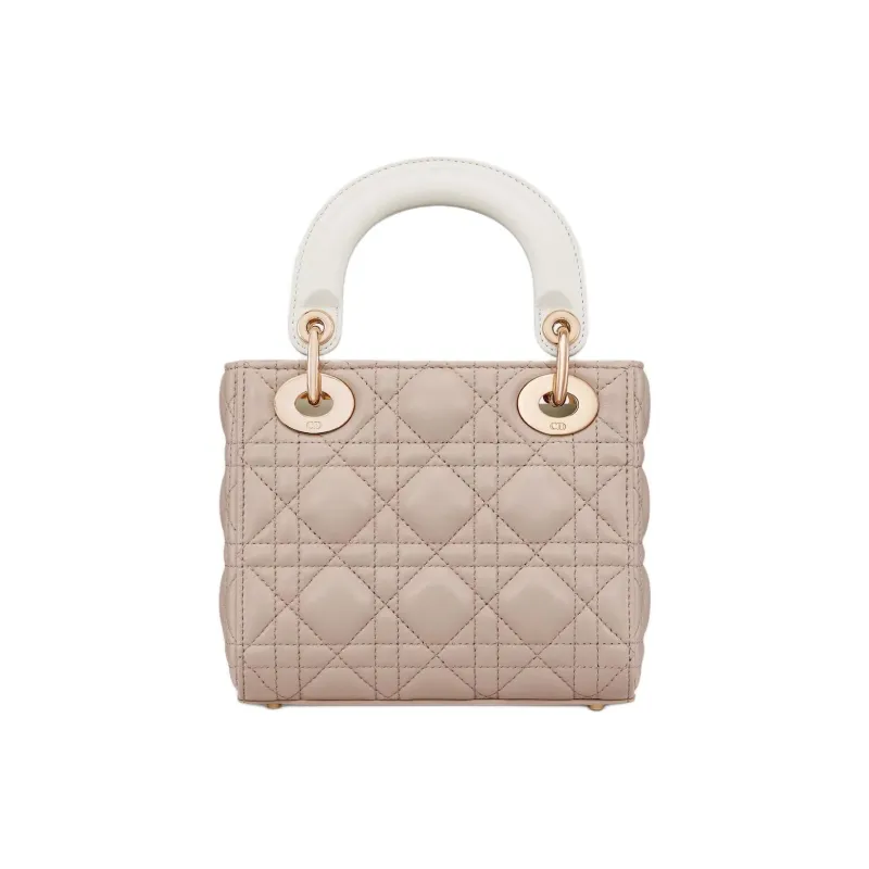 DIOR Lady Dior Sheepskin Shoulder Bag, Crossbody Bag, Handbag Mini Women's Brown, Beige, And Milk White-1