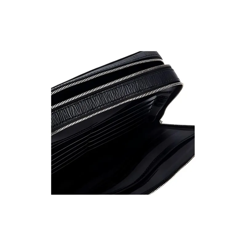 FERRAGAMO Leather Card Holder Wallet Clutches Men's Black-4