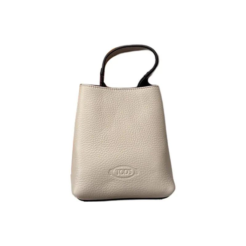 TOD'S Timeless Cow Leather Shoulder Bag, Handbag Mini Women's Greige-0
