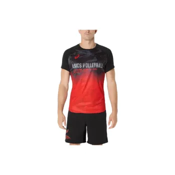 Asics T Shirts Men Black Red