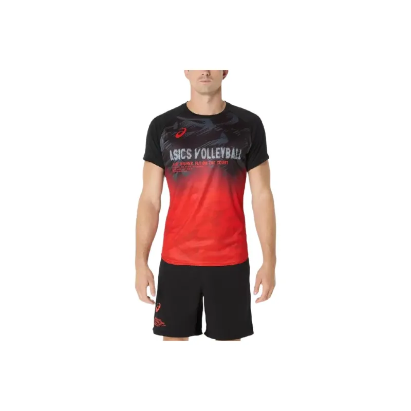 Asics T Shirts Men Black Red-0
