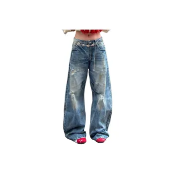 TESTUNG Jeans Men's Classic Vintage Blue Tone