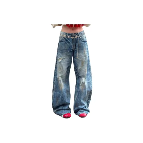 PAINT STAIN Jeans Men's Classic Vintage Blue Tone