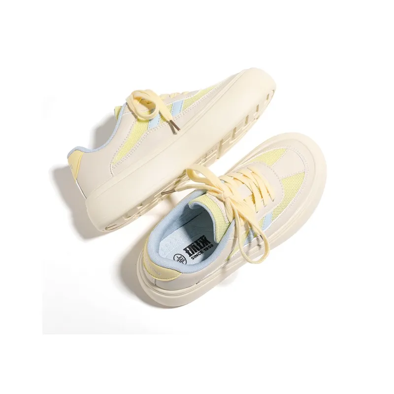 HUANQIU Coverage Abrasion Resistant Low Top Skateboard Shoes Women's Brownish Yellow-4