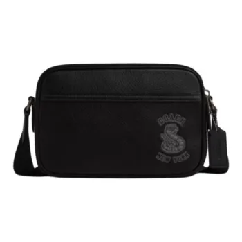 COACH Graham Cow Leather Shoulder Bag Medium Size Men's Black