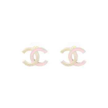 CHANEL   Stud Earrings Women's Gold/Pink