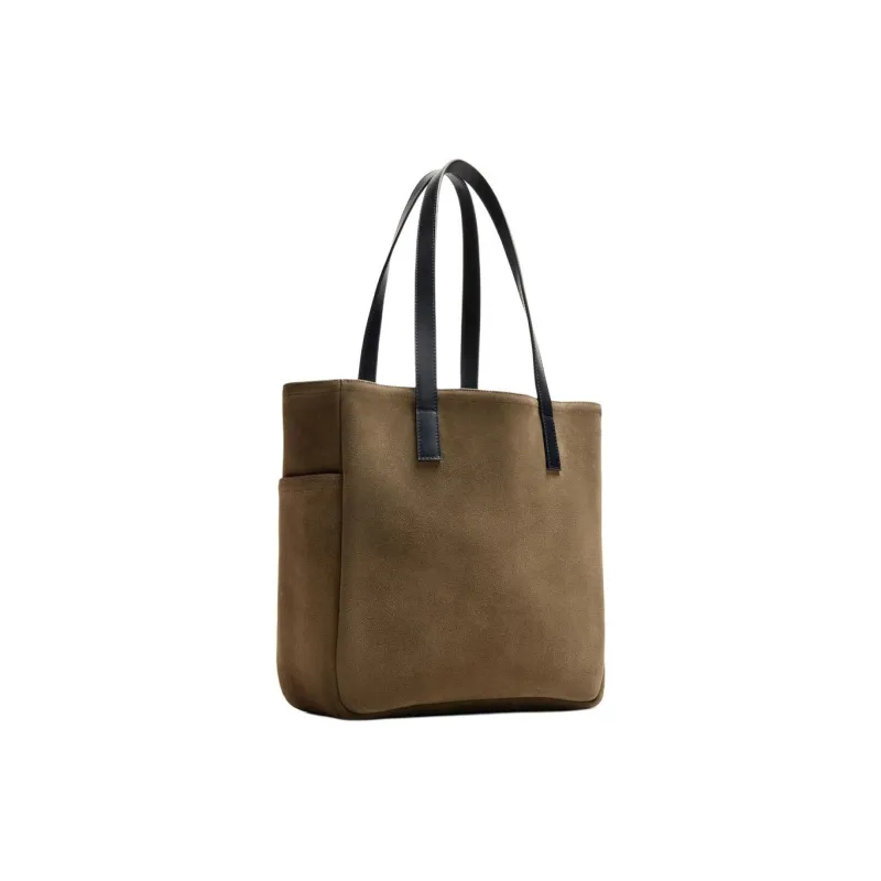 ZARA Suede Tote Bag, Shopping Bag, Shoulder Bag Men's Green-1