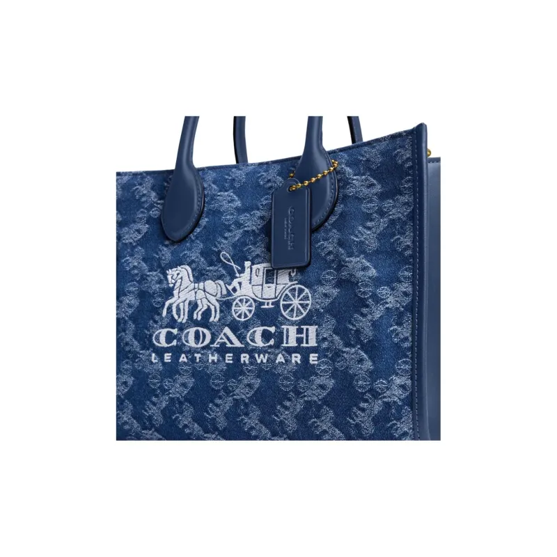 COACH Ace Fabric Tote Bag, Shopping Bag, Shoulder Bag, Crossbody Bag, Handbag Medium Size Women's Dark Blue-4
