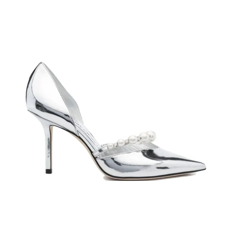 Jimmy Choo Aurelie Slim Heel High Heels 8.5cm Women's Silver-1