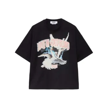 MSGM Graphic Printed Crewneck T Shirt