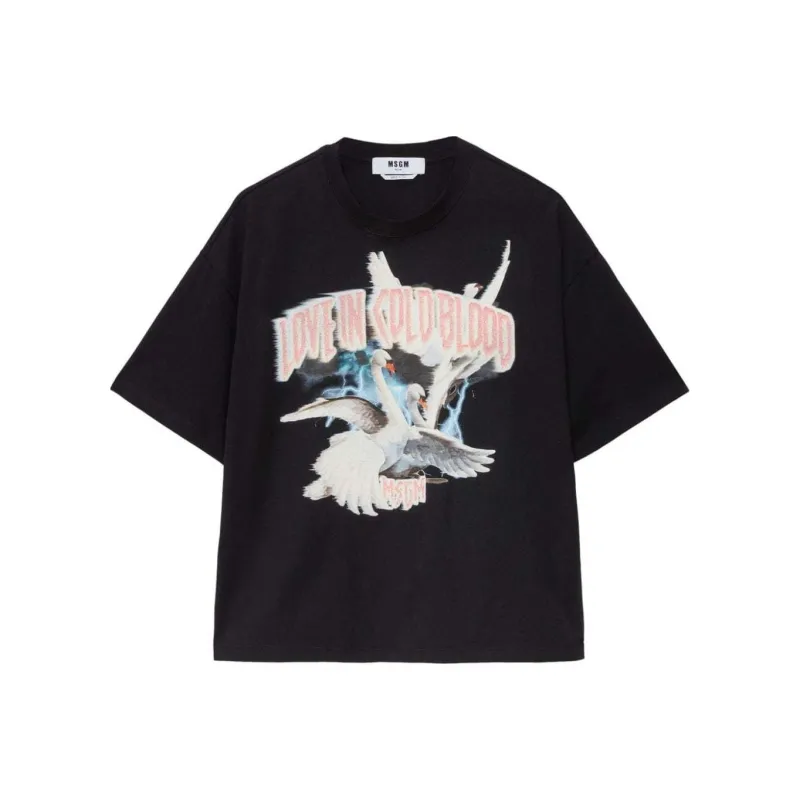 MSGM Graphic Printed Crewneck T Shirt-0