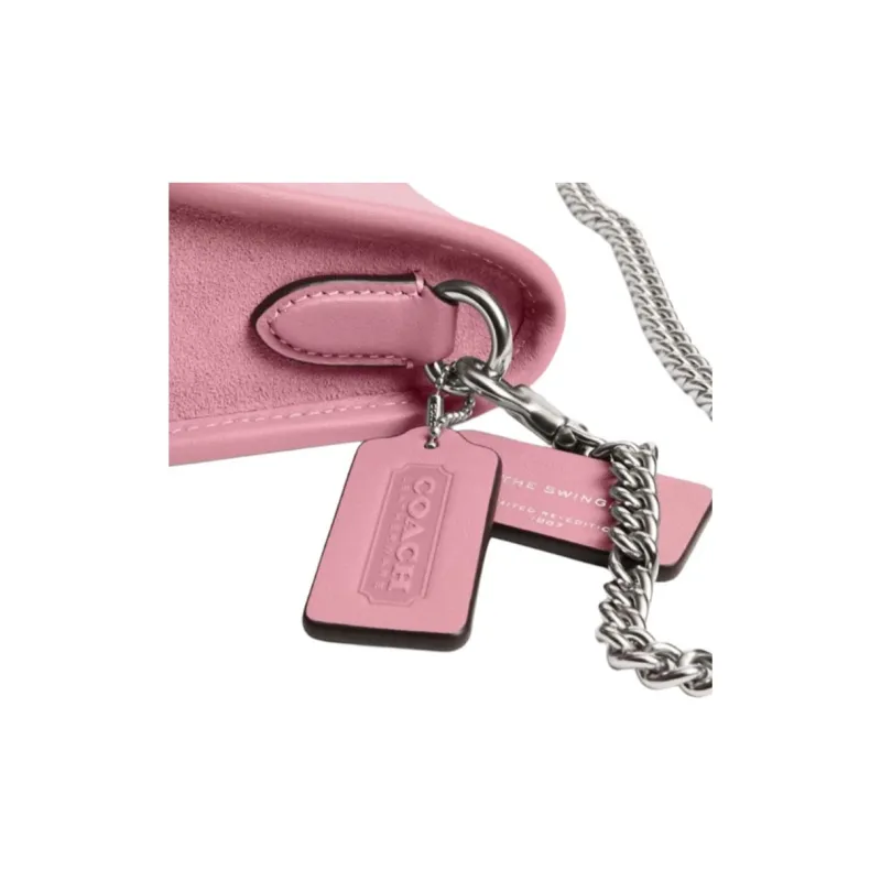 COACH Swinger Split Cow Leather Handbag, Shoulder Bag Trumpets Women's True Pink-4
