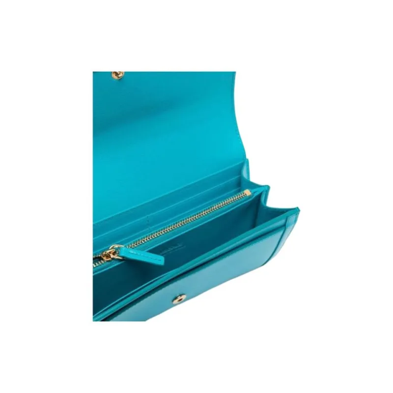 FANSIZHE Calfskin With Lambskin Trim Wallet Regular Women's Blue-2