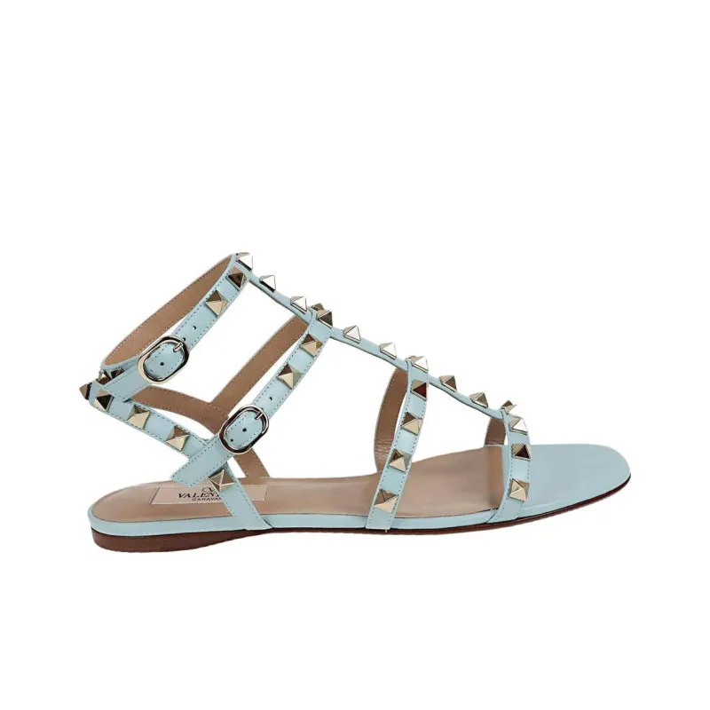 Valentino Rockstud Roman Sandals Women's Blue-1
