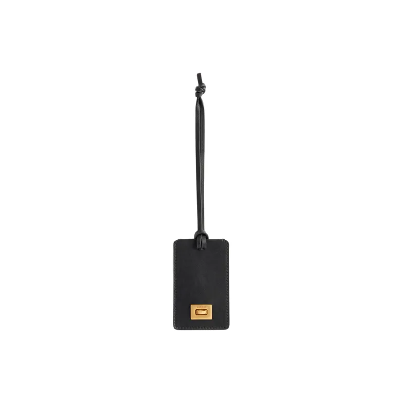 Balenciaga Rodeo Cow Leather Luggage Tag Women's Black-0
