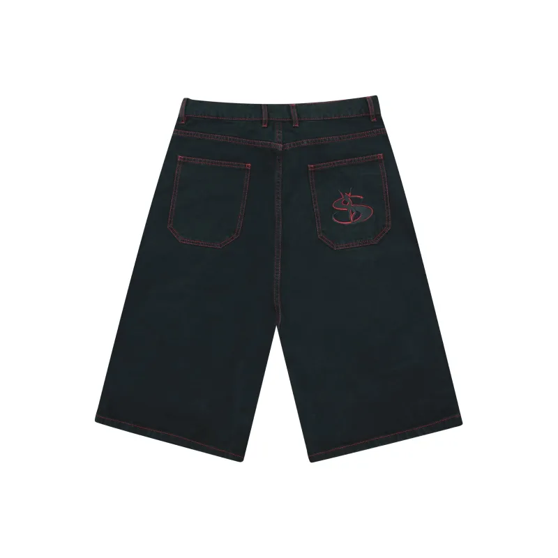 YARDSALE SS25 Phantasy Shorts Black Denim Shorts Unisex Black-1