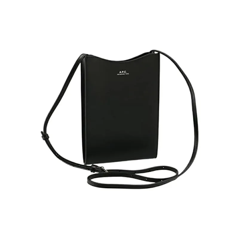 A.P.C Jamie Cow Leather Crossbody Bag, Shoulder Bag Men's Black-0