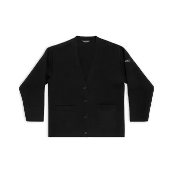 Balenciaga FW23 Knitted Fabric Cardigan Loose Fit Women's Black