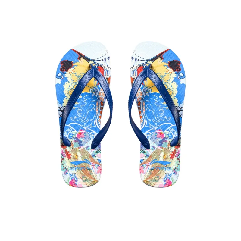LiNing Abrasion Resistant Slip Resistant Quick Dry Flip Flops Unisex Light Blue-2