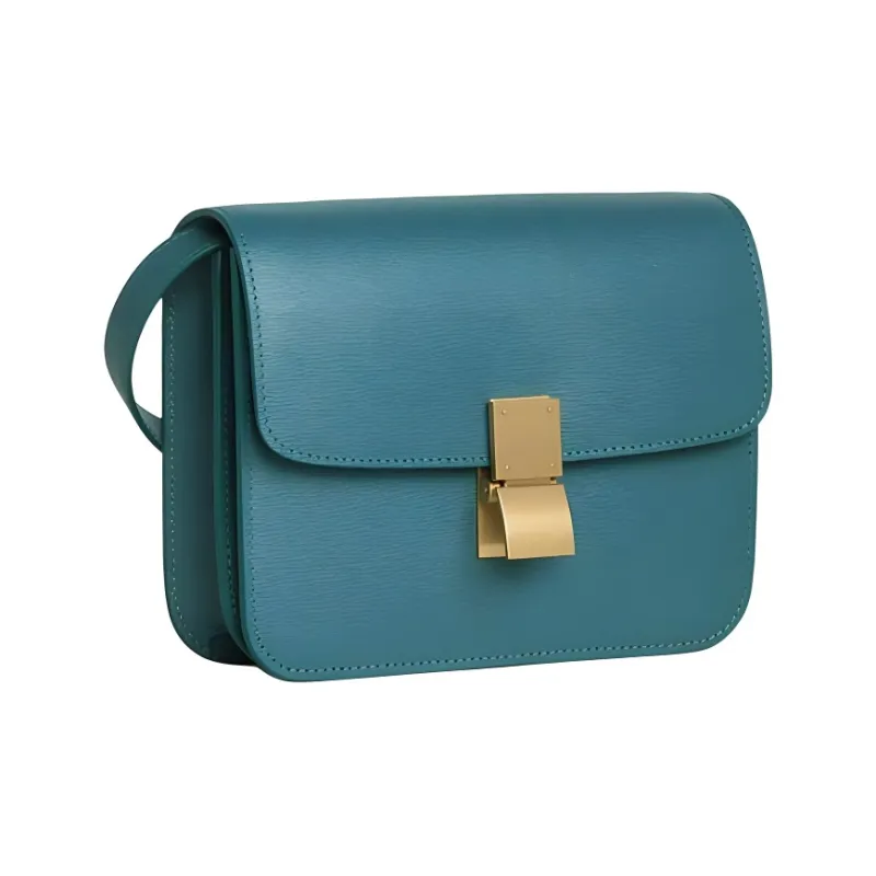 CELINE Classic Bo Cork Grain Cowhide Square Bag, Handbag, Crossbody Bag, Shoulder Bag Women's Prussian Blue-1