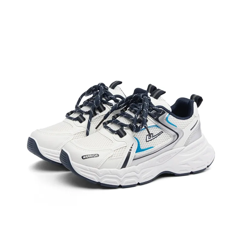 Warrior Breathable Height Increase Low Top Casual Running Shoes Women's White Gray Dark Blue-2