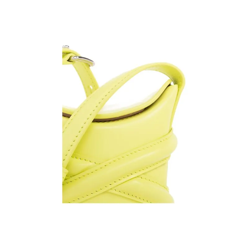 Alexander McQueen THE CURVE BAG Cow Leather Portable Crossbody Bag Shoulder Bag Mini Women's Yellow-3