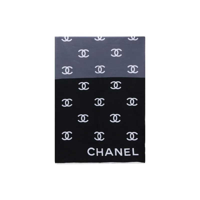 CHANEL Wool Shawls Unisex Black/Purple/Gray-1