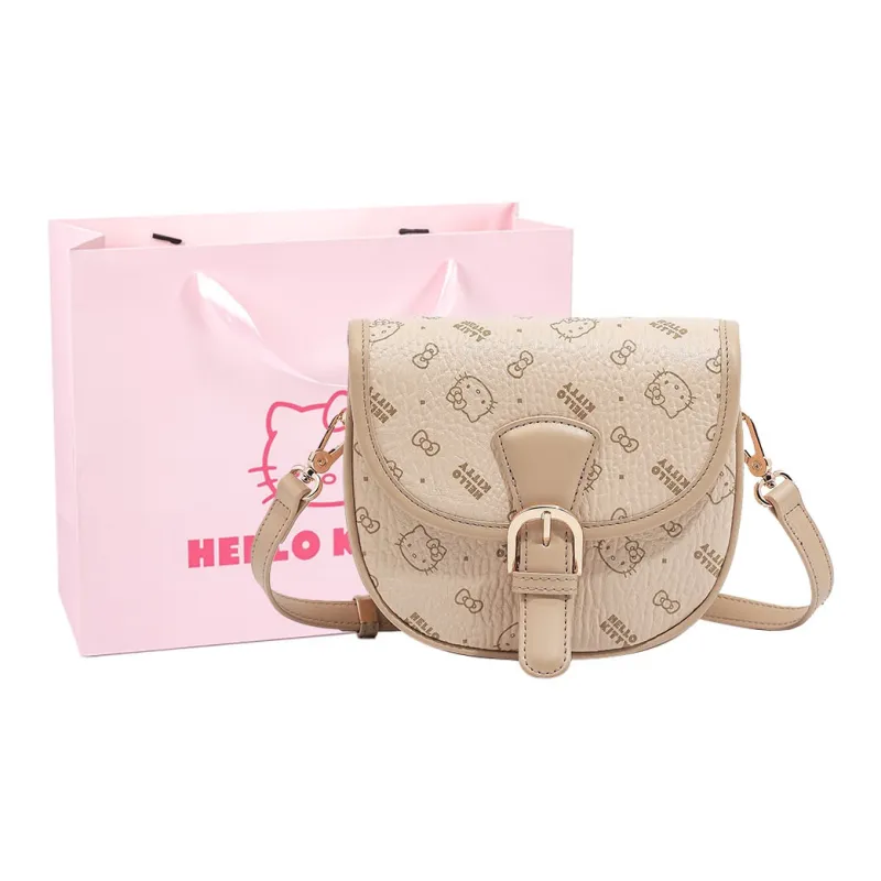 MESUCA Sanrio Hello Kitty Collaboration Kitty Series PU Crossbody Bag, Shoulder Bag Women's Pink/Brown/Milk Tea-13