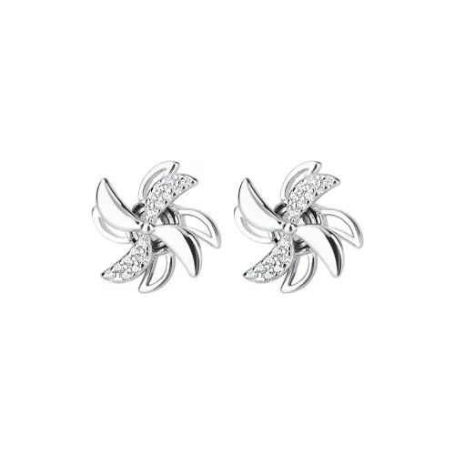PHOENIXSILY 999 Fine Silver Stud Earrings Women's