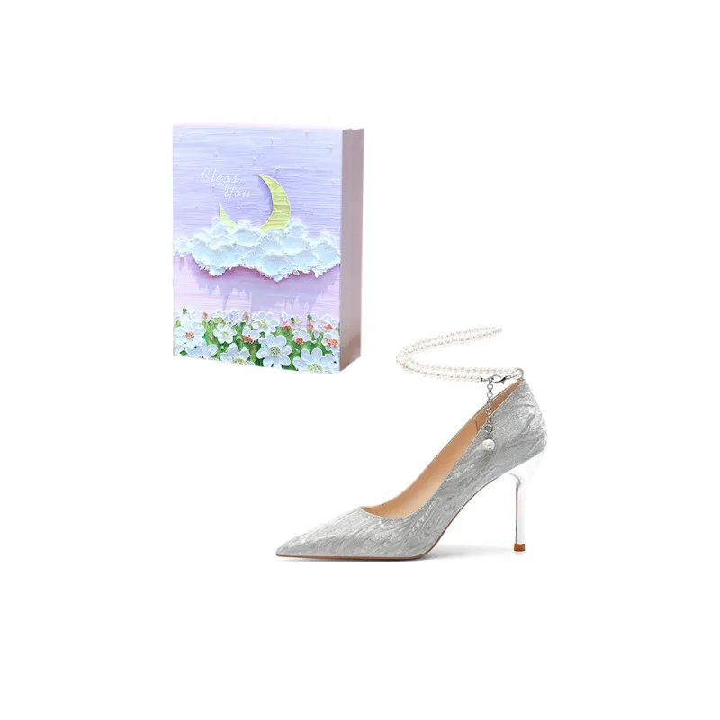 ROBINHOOD Refined Purple Moon Galaxy Box, Pointed Toe Elegance Versatile Slim Heel High Heels Women's-3