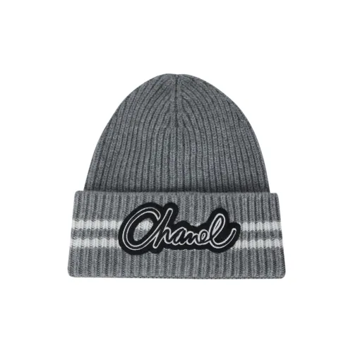 CHANEL Cashmere Beanies Unisex Gray
