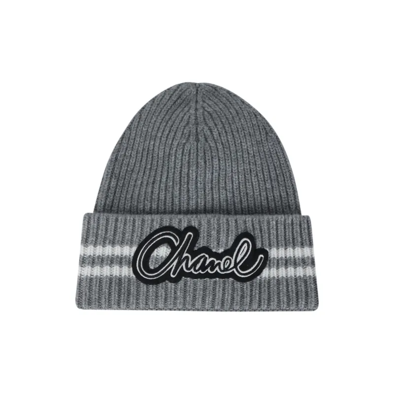 CHANEL Cashmere Beanies Unisex Gray-0