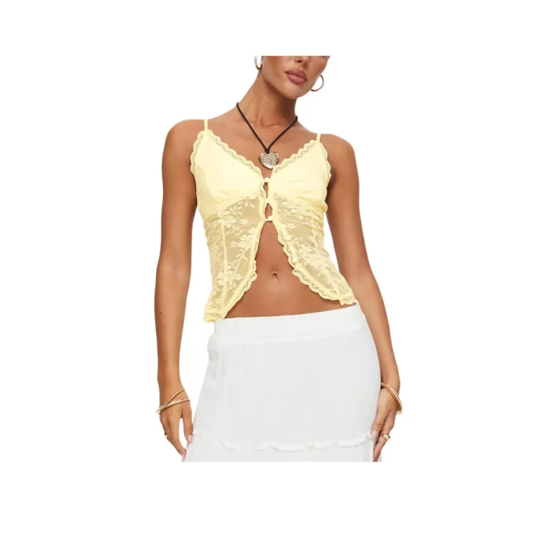 PRINCESS POLLY JULIANA TOP Camisole Women's LIGHT YELLOW/Light Yellow-0