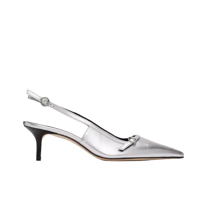 Aeyde Saba Slim Heel High Heels 5cm Women's Silver-1