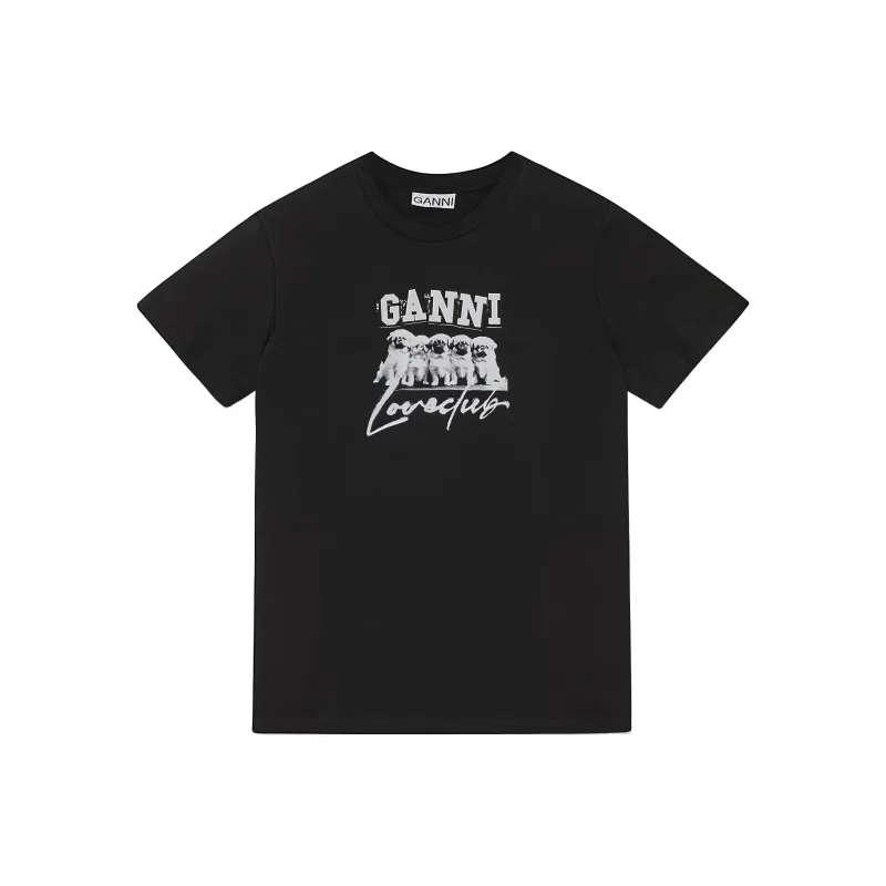 GANNI Thin Jersey Puppy Love Relaxed T Shirt-0