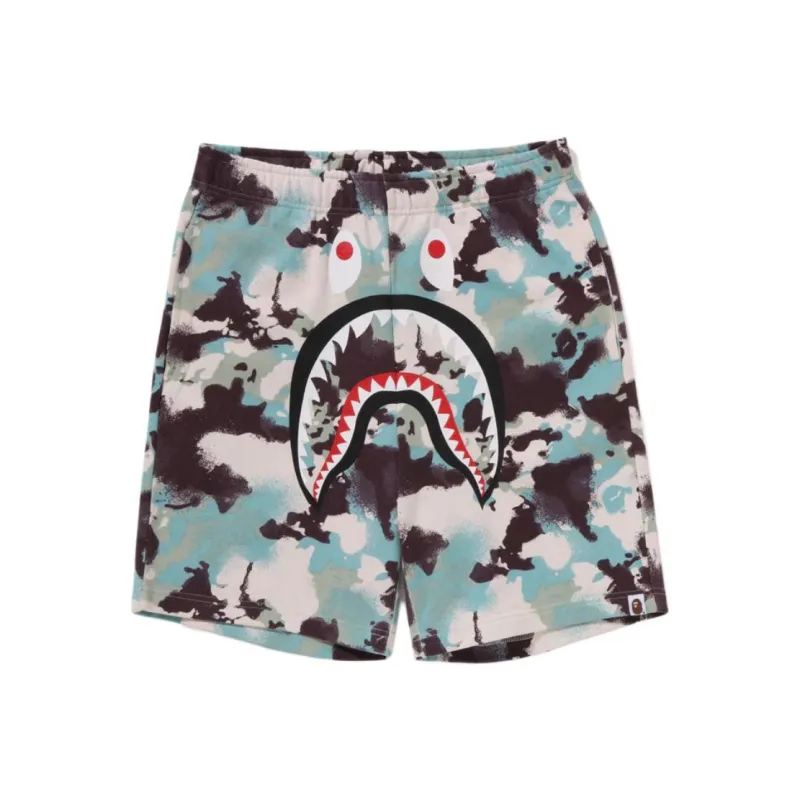 A BATHING APE Map Camo Regular Fit Shark Sweat Shorts-2