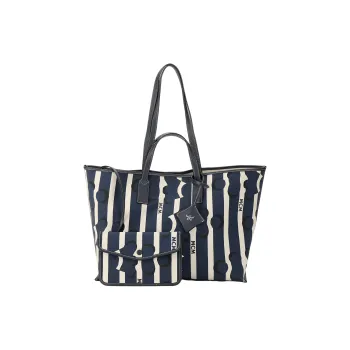 MCM Printed Canvas Canvas Bag Handbag Clutch Shopping Bag Medium Size Women's Sky Blue
