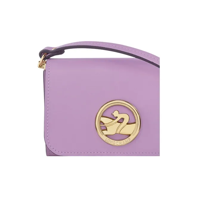 LONGCHAMP BOX-TROT Calfskin Shoulder Bag Crossbody Bag Wallets Small Size Women's Purple-3