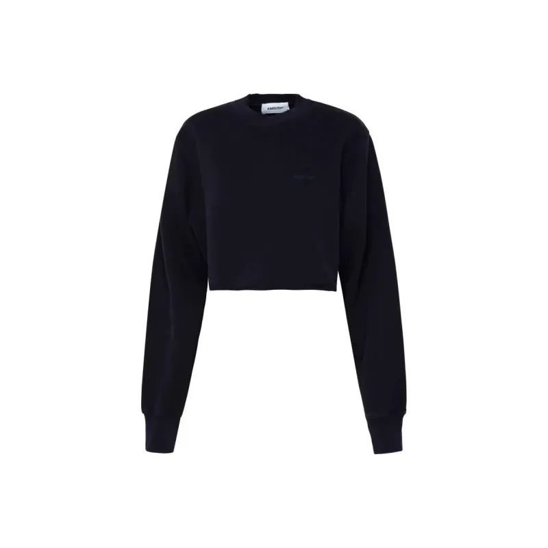 AMBUSH Logo Embroidered Crewneck Cropped Sweatshirt-0