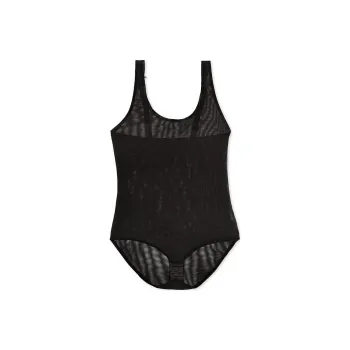 Victoria's Secret CURVY COUTURE Sheer Mesh Bodysuit Black Bodysuits Women's Black