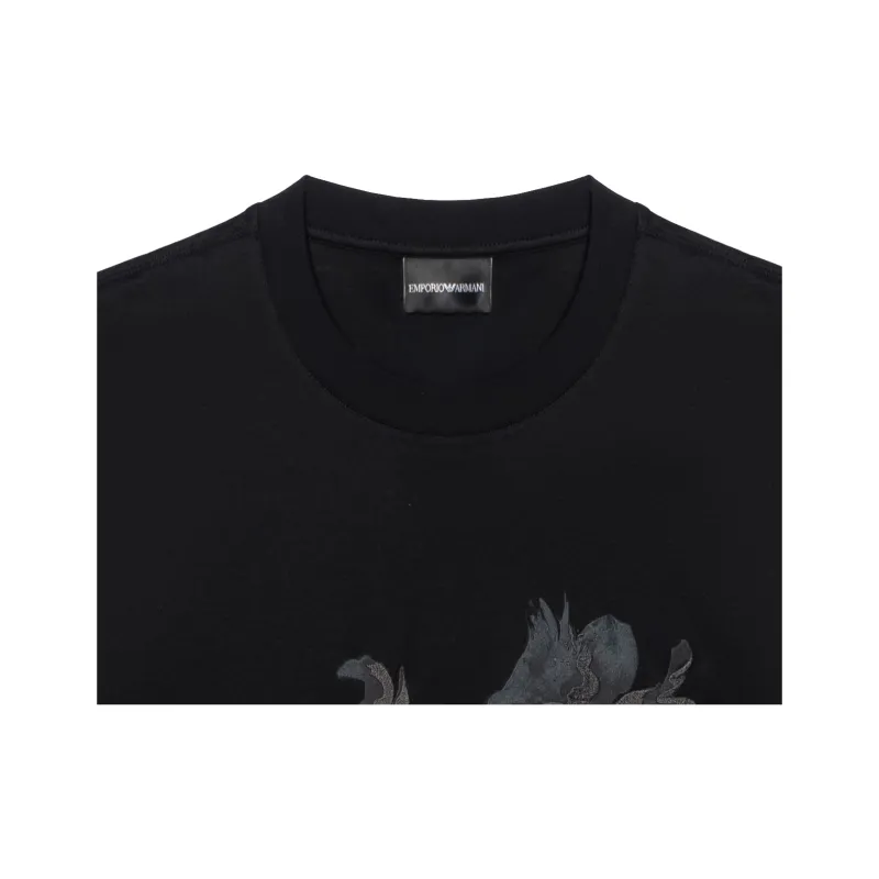 EMPORIO ARMANI Asv Lyocell blend Jersey T shirt With Print And Floral Embroidery-7