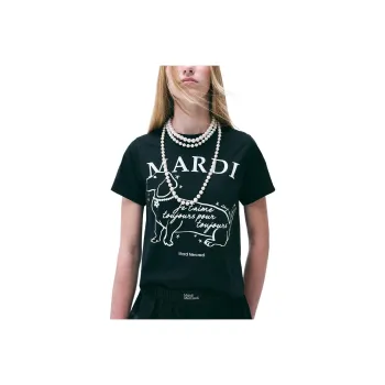 MARDI MERCREDI Regular T Shirt Women's Black Ivory White Korean Style