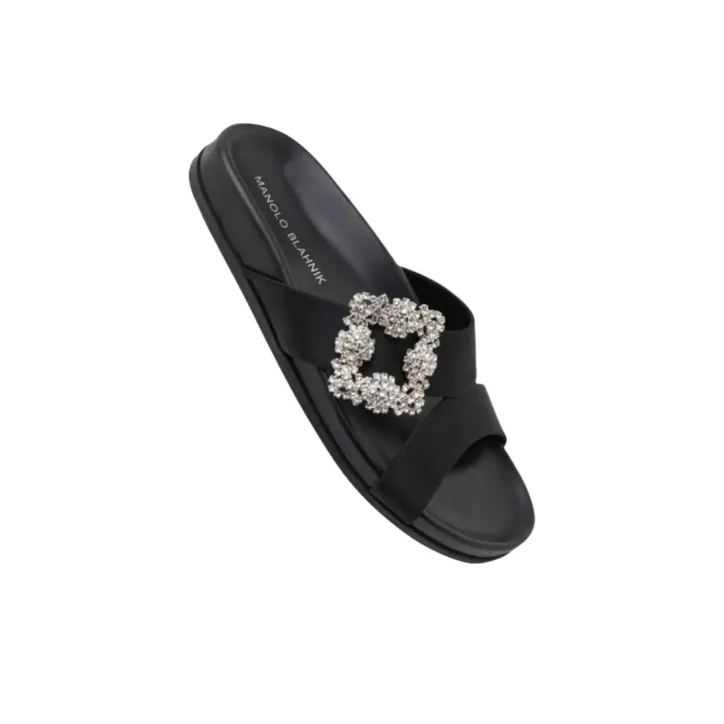 MANOLO BLAHNIK Slide Slippers Women's Black-3