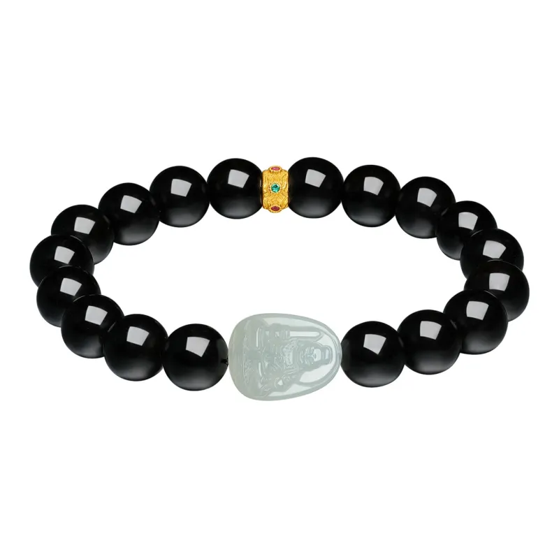 Century Edge Jewelry Hetian Jade Bracelets Pale Greenish White Jade Unisex-4